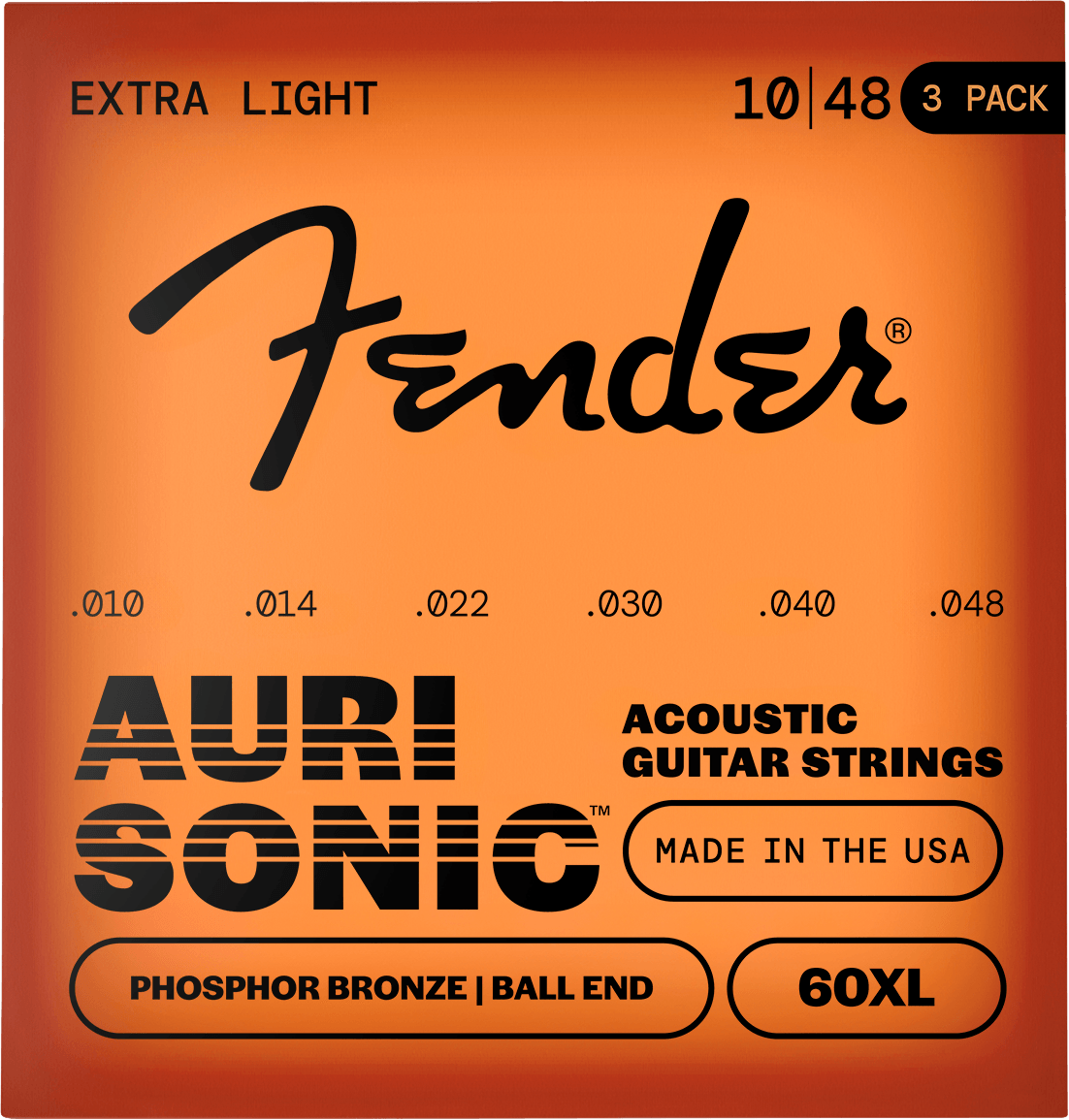AuriSonic™ 60 Phosphor Bronze Acoustic Guitar Strings (3-Pack)