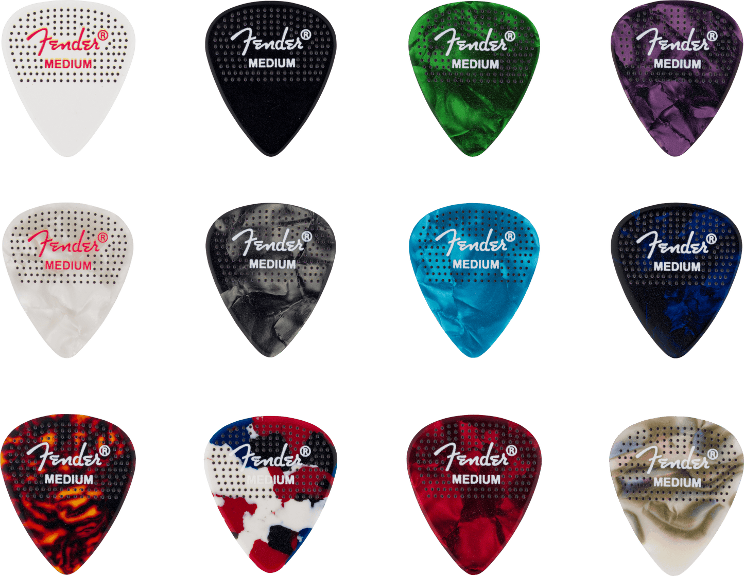 Dotted Celluloid Picks, 351 Shape - 12 Pack